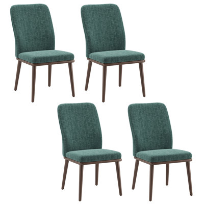 Chaises de salle à manger rembourrées modernes, chaises de salle à manger à dossier haut en tissu avec siège rembourré et pieds en bois massif, chaises d'appoint de cuisine sans accoudoirs pour café-restaurant maison