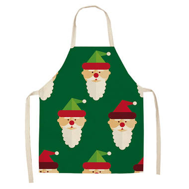 Hoem Santa Claus Elk Apron Christmas Gift Aprons for Women Cooking