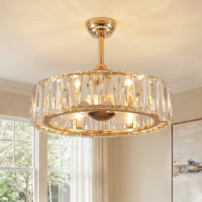 Ventilateur de plafond 26 "en cristal avec ensemble d'éclairage et télécommande