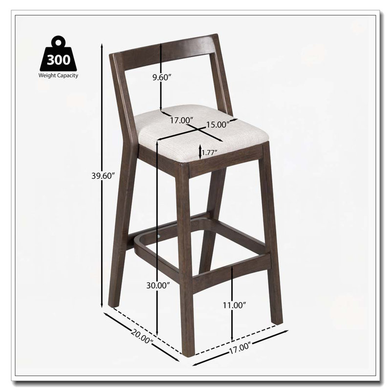 Tabouret en bois d'hévéa, Marron foncé