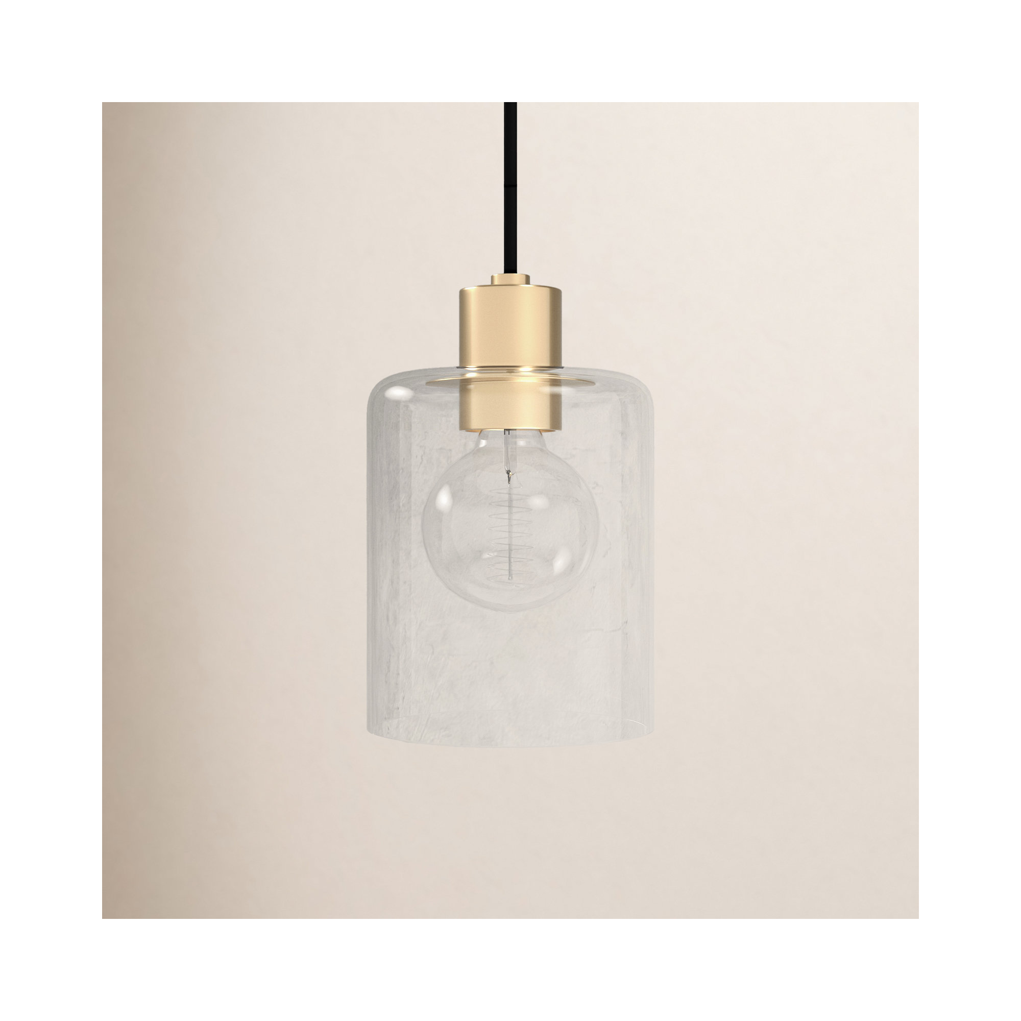 Alvy Single Light Glass Dimmable Pendant, Aged Brass