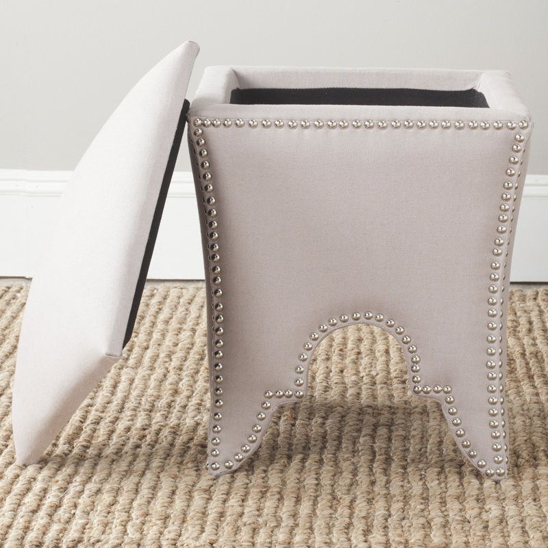 Upholstered Polyester Blend Storage Standard, Silver, Beige