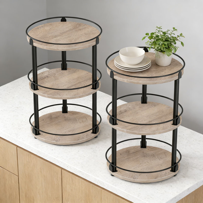 Ensemble de 3 tablettes rotatives à 360 degrés pour armoires de cuisine et comptoir, rangement compact à plusieurs niveaux avec clôtures