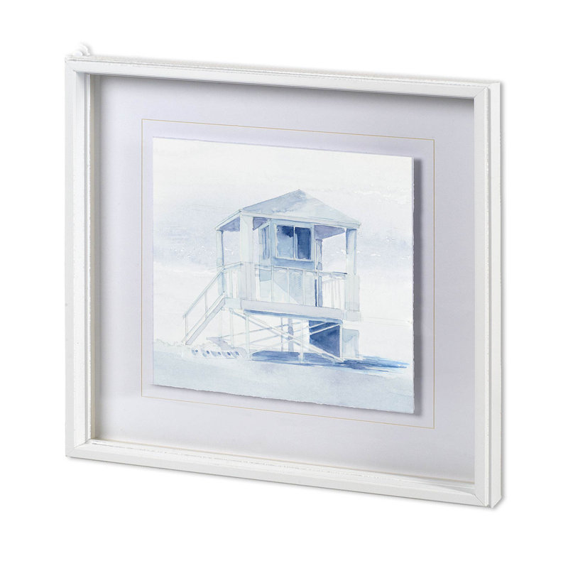 On Beach a Hand Embelished Textured Framed Art Print Matted under Glass, On Beach I