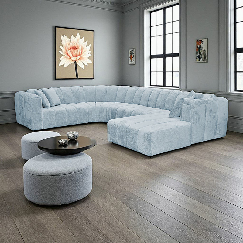 5 Seater Corner Sofa, Right Hand Facing, Blue