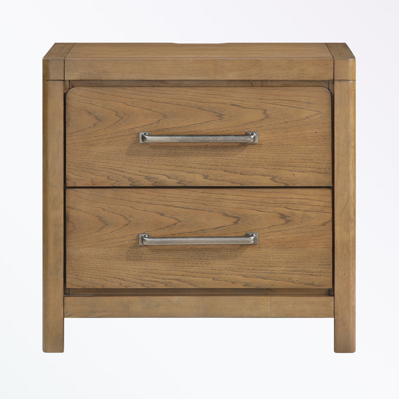 2-Drawer Nightstand with Power Outlets USB Ports