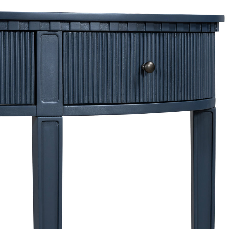 Console en pin avec motif à rayures verticales élégantes, quatre pieds solides, bleu marine, facile à monter pour un usage à la maison en placage de U de style bleu et décor de vestibule de rangement