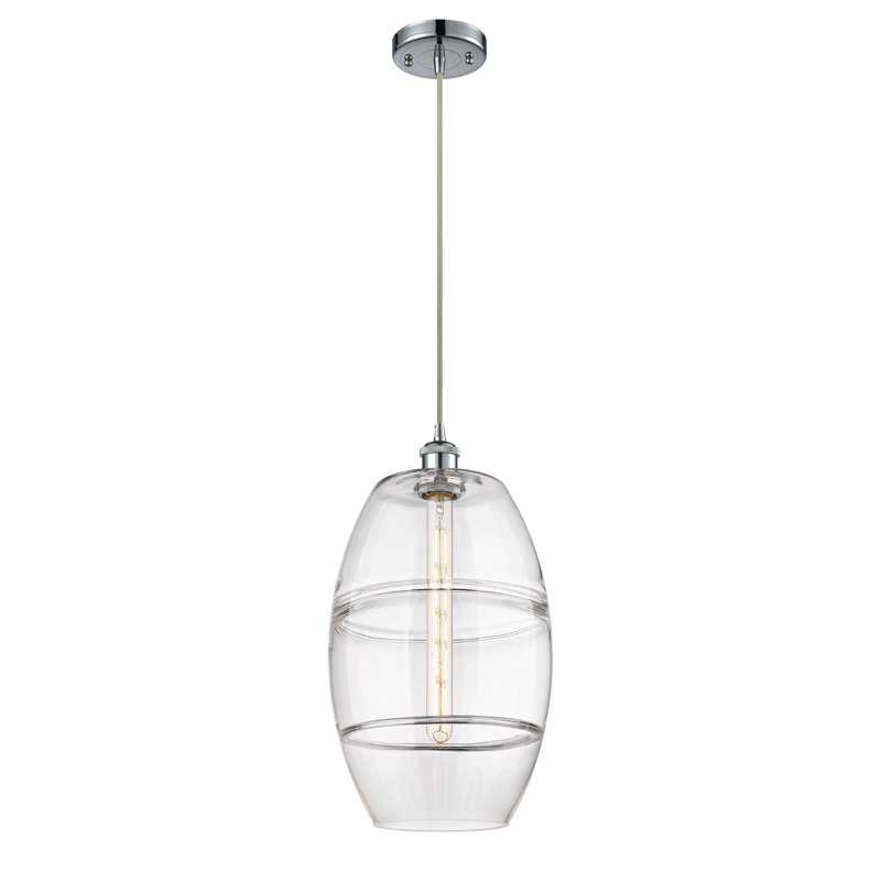 Luminaire suspendu 1 lumière Absalat, Transparent, H 18,5 po x l 10 po x P 10 po, Chrome poli