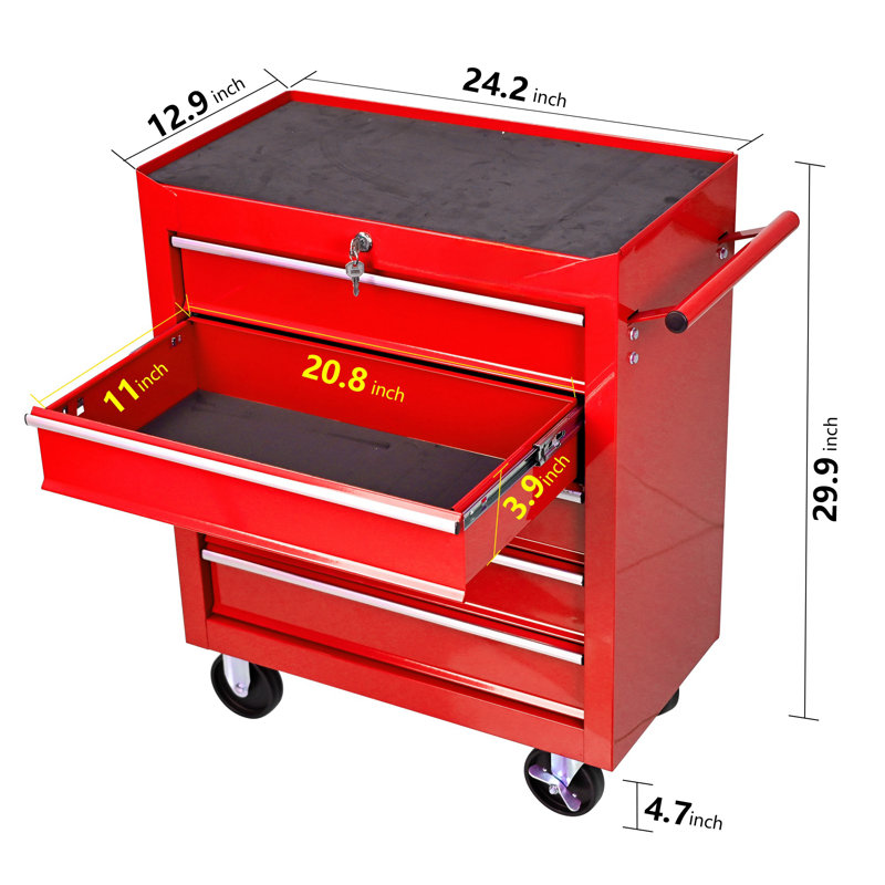 5-drawer Rolling Tool Box With Interlock System And Wheels, Rolling Tool Chest, For Garage, Warehouse, Workshop, Repair Shop