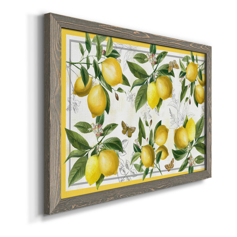 Lin citrons - Reproduction d'art graphique sur papier encadré, H 20 po x l 17 po x P 1,5 po, gris