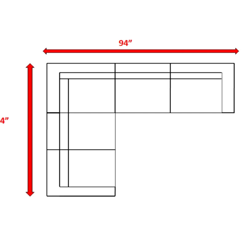 Modulaire de patio 94 po avec coussins gris intempéries 94 po, entièrement assemblé, housses de coussin lavables à la machine en forme de L nécessitant peu d'entretien, toutes saisons