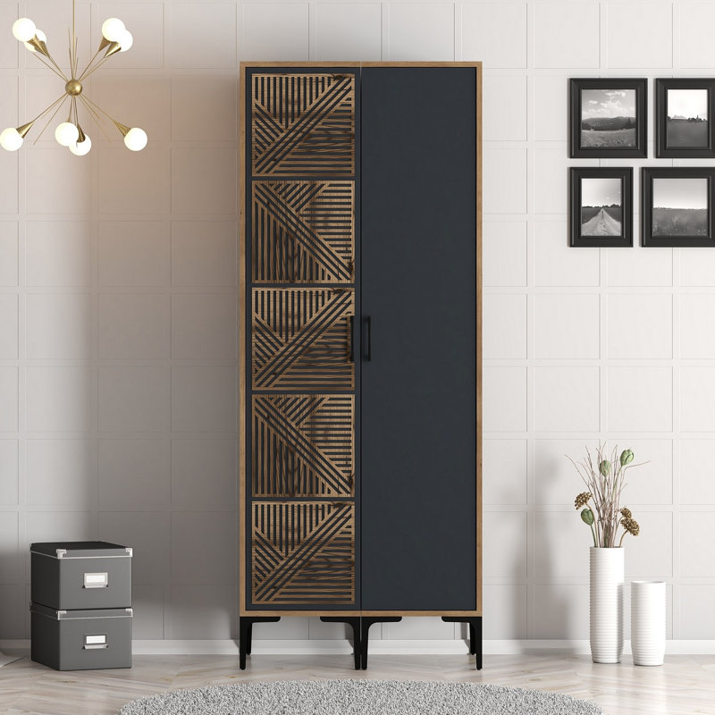Berend 2 Door Manufactured Wood Wardrobe, Walnut/Anthracite