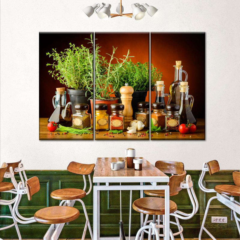 Cuisiner avec des épices et des herbes 3 pièces, H 28 po x l 45 po