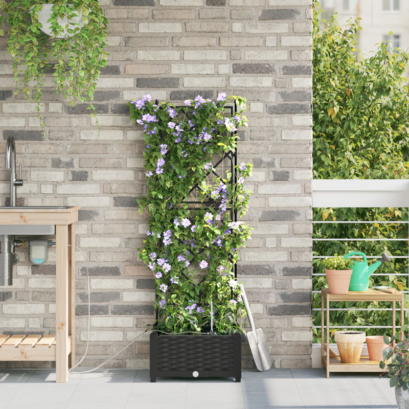 Garden Planter Steel Outdoor Container Modern Decor Terrace Stylish Pot, 126cm H x40cm W x 40cm D, Black