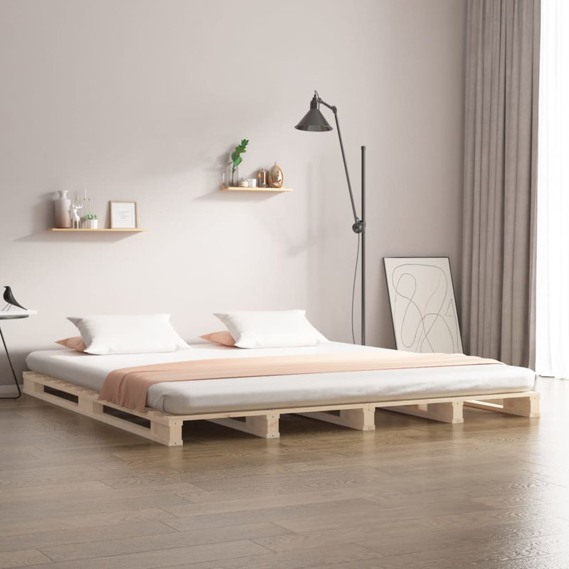 Pallet Bed Solid Wood, white, Small Double (4')
