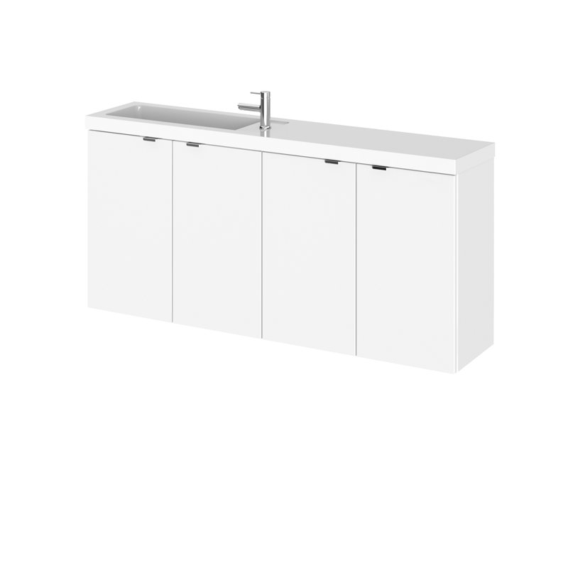 Fusion 30480mm Single Bathroom Vanity with Integrated Polyglomerate Basin, Gloss White