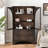 Modern Transitional Accent Storage Cabinet with Arched Glass Doors and Adjustable Shelf-1394738142