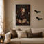 Impression sur toile, crâne gothique avec roses rouges et corneilles noires-932108515