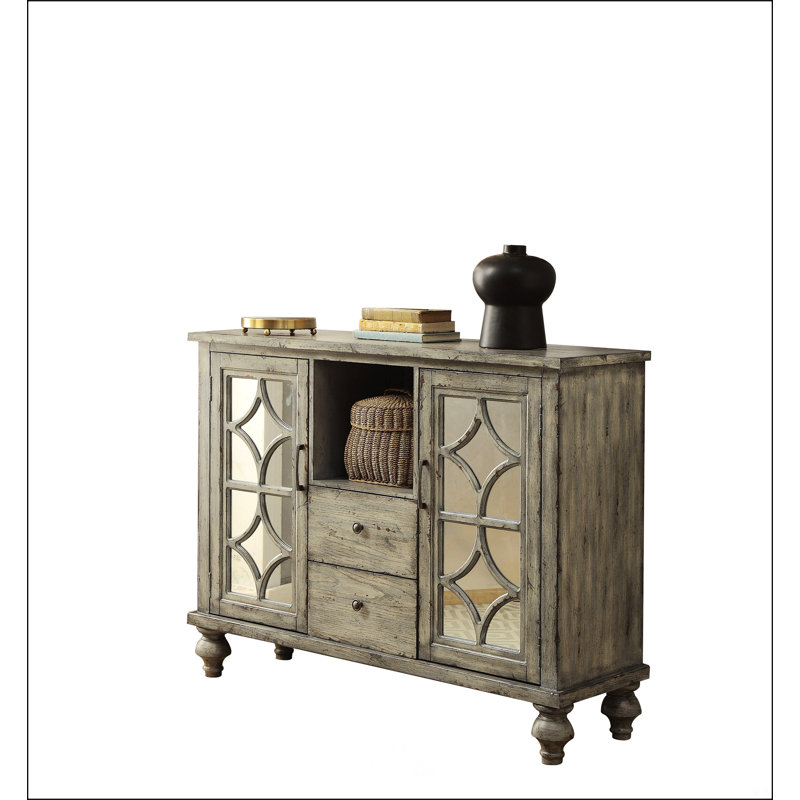 Charming Console Table With Open Compartment And Ornamental Design For Stylish Spaces