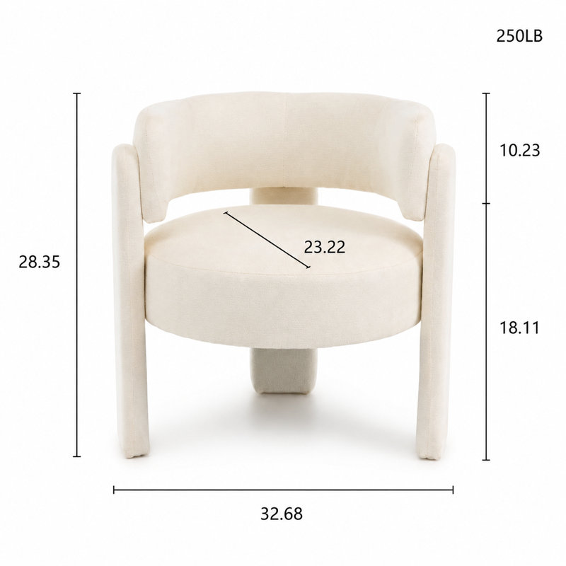 Fauteuil d'appoint moderne et sculptural en tissu doux et bouclé pour le salon, la chambre à coucher ou les sièges de bureau