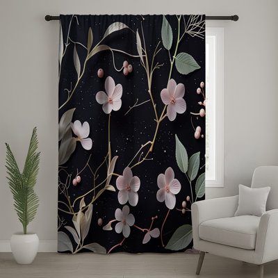 Rideaux floraux, voilages et voilages à motif floral - 1 panneau