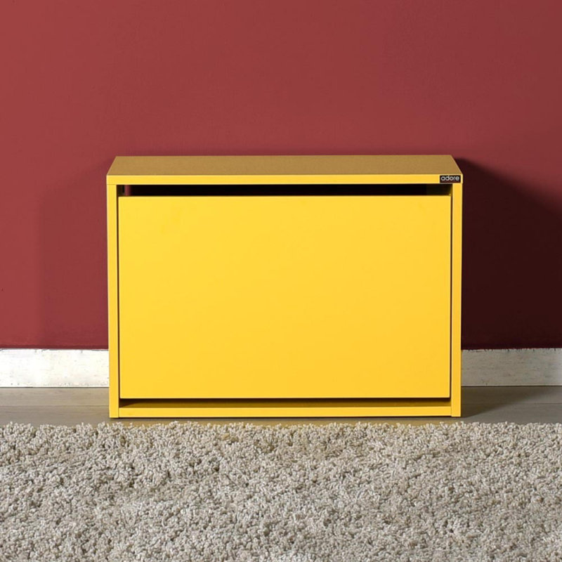 Baneen 8 Pair Shoe Storage Cabinet, Yellow