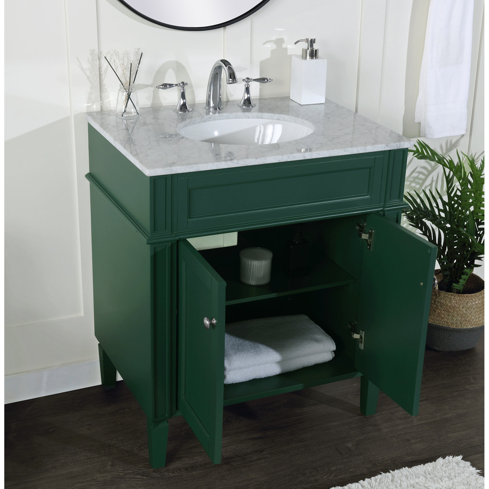 Rivers 30'' Single Bathroom Vanity, Green