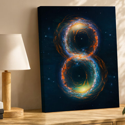 Canvas A Mesmerizing Cosmic Scene Featuring Two Swirling Galaxies Intertwined In Wall Art A Figure Eight Formation With Vibrant Orange Canvas Wall Art