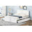 Lit plateforme en bois avec quatre tiroirs de rangement et pieds de support, blanc