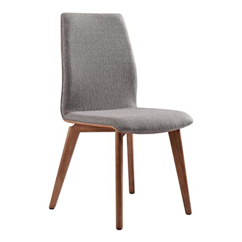 Cannock Mid-Century Armless Dining Chairs in Gray Fabric and Walnut Finish