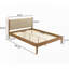 Ensemble de chambre à coucher en hévéa, lit plateforme avec table de chevet