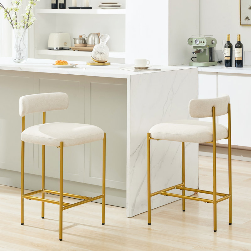 Maddox Upholstered Counter Height Bar Stools (Set of 2), Beige