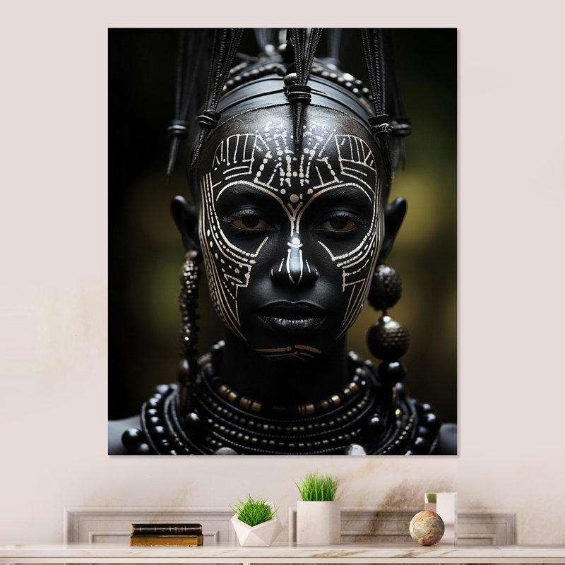 Masque africain Tribu III - Tribu africaine, décoration murale en métal, H 40 po x l 30 po
