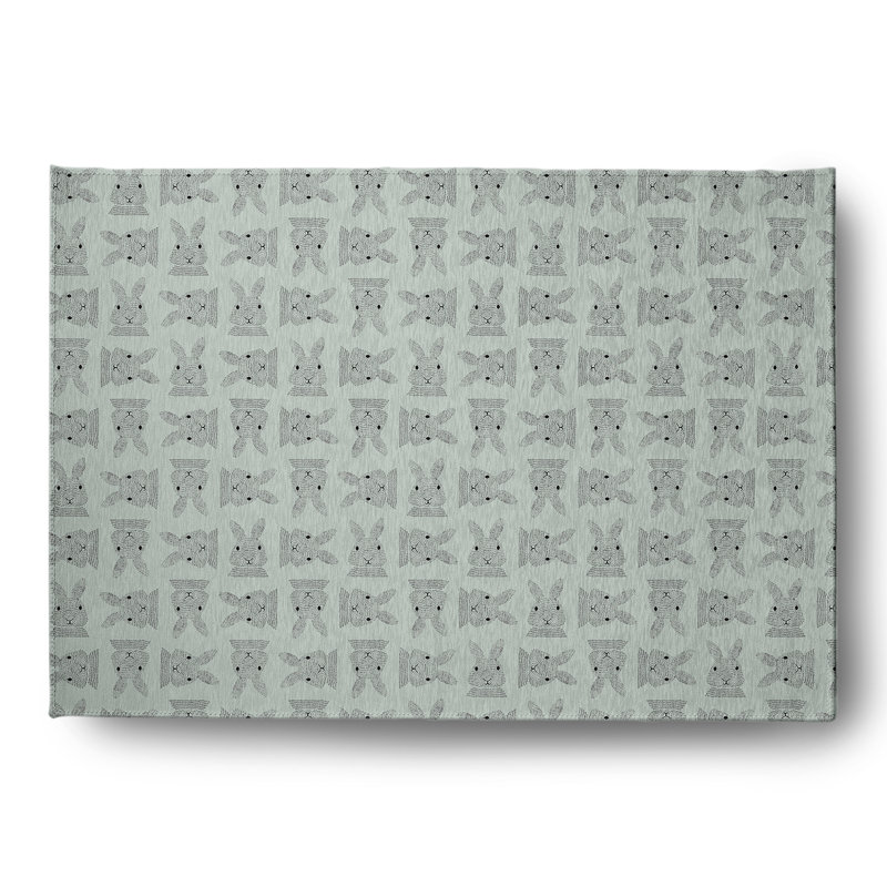 Tapis en chenille tissé à la machine Elioth en vert clair / gris clair, Rectangle 5 pi x 7 pi