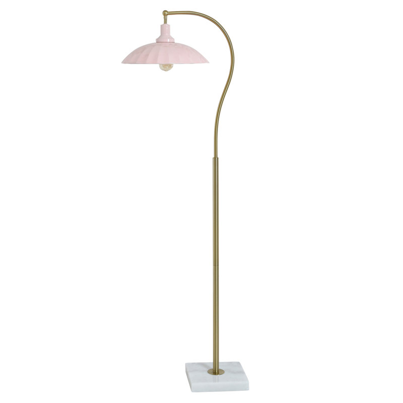 Tamara Day for Stylecraft Penelope Floor Lamp - Marble & Polished Brass, Glossy Pink