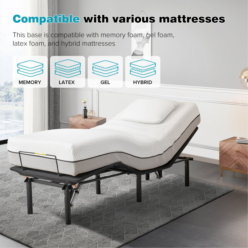 Base de lit réglable, cadre de lit avec inclinaison de la tête et des pieds, anti-ronflement, télécommande sans fil, TXL