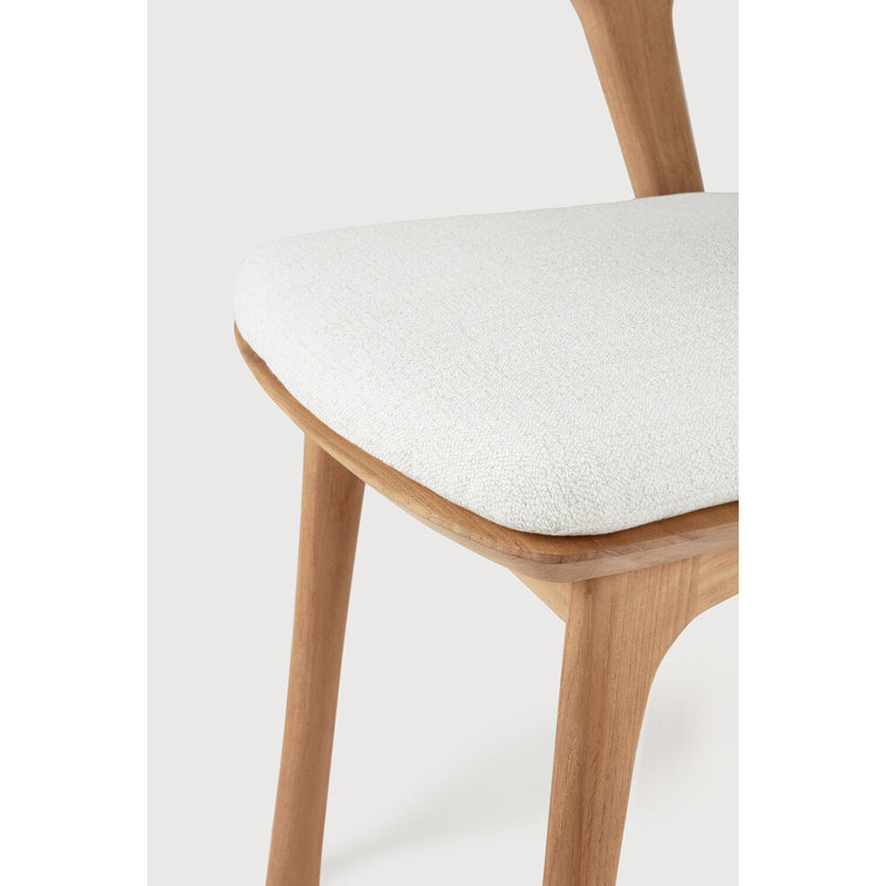 Bok Outdoor Dining Side Chair, Teak  Frame/Off White Cushion