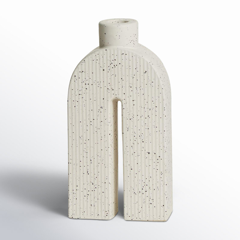 Ceramic Tabletop Candlestick, 9" H x 4.5" W x 2" D