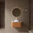 Bathroom Vanity With Sink, Modern Wall-Mounted Floating Curved Edges Striped Bathroom Storage Cabinet With A Drawer Round Ceramic Basin Without Faucet, Pre-Assembled-1241590847