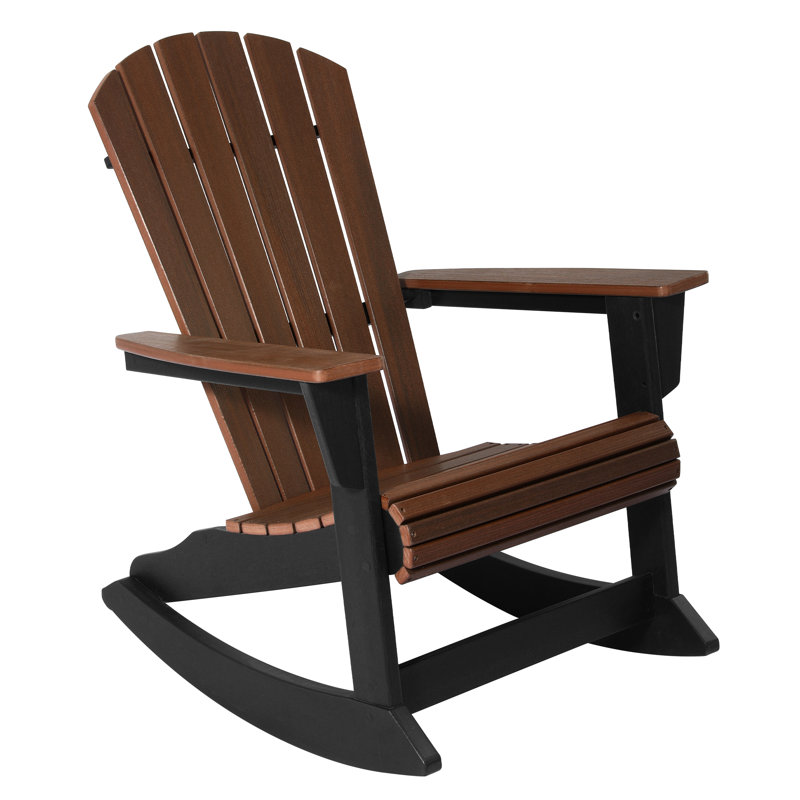 Chaise berçante Benno Adirondack, noire, Noir/noyer