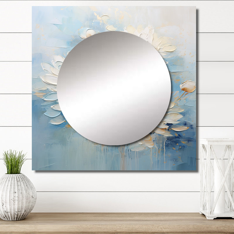 Eveque - Décor de miroir mural carré blanc et bleu pour choristes, 23 po x 23 po