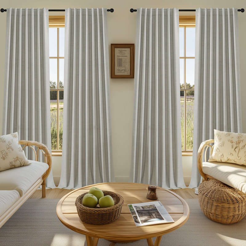 4 Pcs 100% Polyester Burlap Blackout Curtains For Bedroom Back Tab Curtains 4 Panels Set, Taupe, 52" W x 84" L