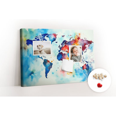 Wall Mounted bulletin board print wall art notice boards for office corkboard Painted map