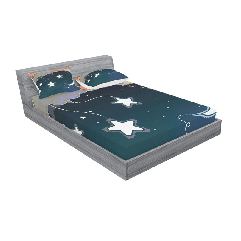 Ensemble de draps Coon Night SkySwirled Clouds, Ensemble de draps pour lit double avec un drap-hou