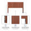 Tête de lit en bois de couleur noyer avec un design à lattes verticales 3D et une silhouette ondulée arquée; Facile à installer et compatible avec les grands lits.