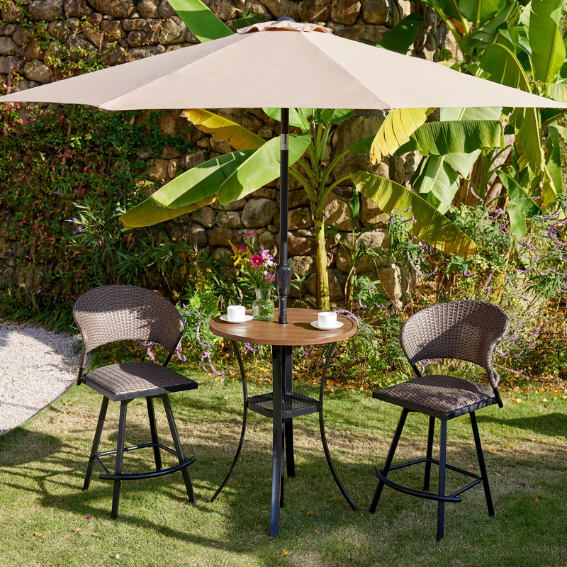 Denysse Metal Bar Set, Brush Wood Brown
