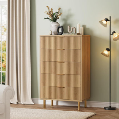 Commode Ã  5 tiroirs larges, pour le salon, la garde-robe, le couloir ou l'entrÃ©e