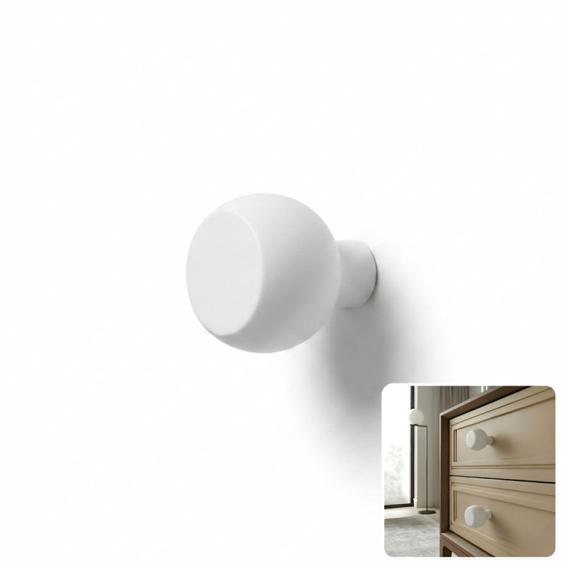 ROUS Hardware Mid Century Modern Sphere Knob, Snow (White)