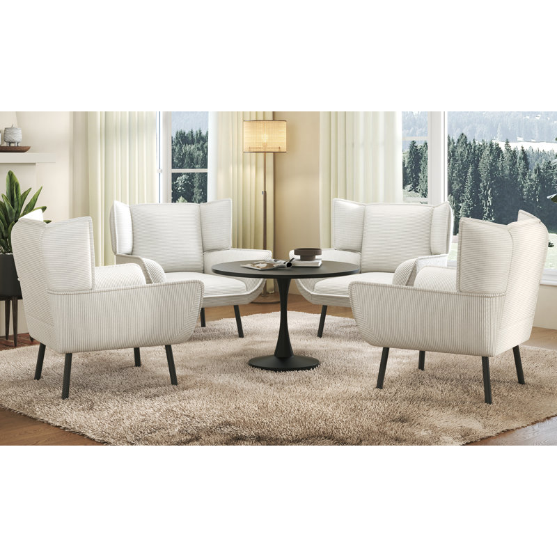 Ensemble de chaises à dossier haut 31,2 po Corduroy, Blanc