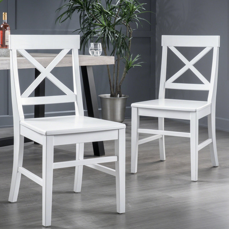 Chaise d'appoint en bois massif Gelacio, Blanc